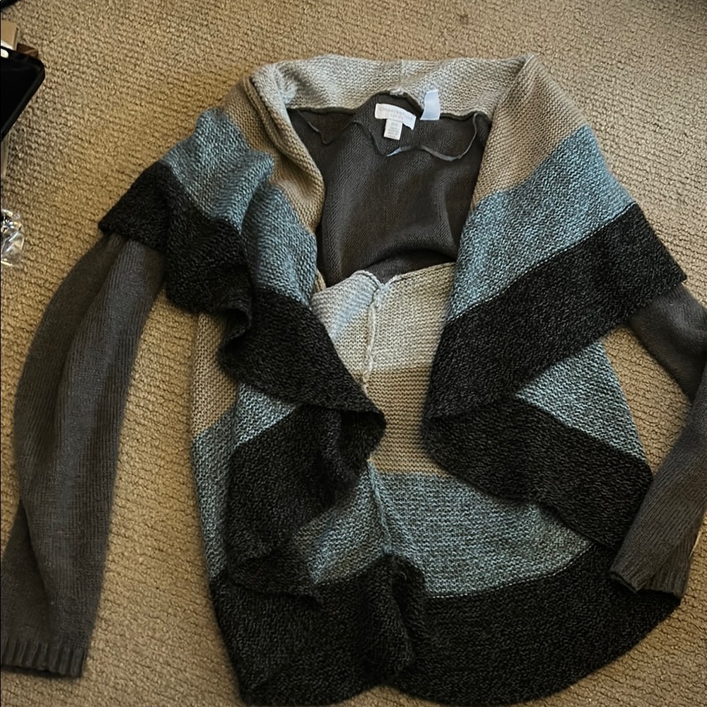 Colorblock Open Front Cardigan